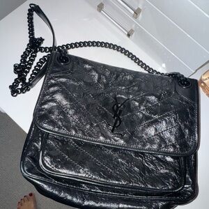 YSL Black Leather Shoulder Bag